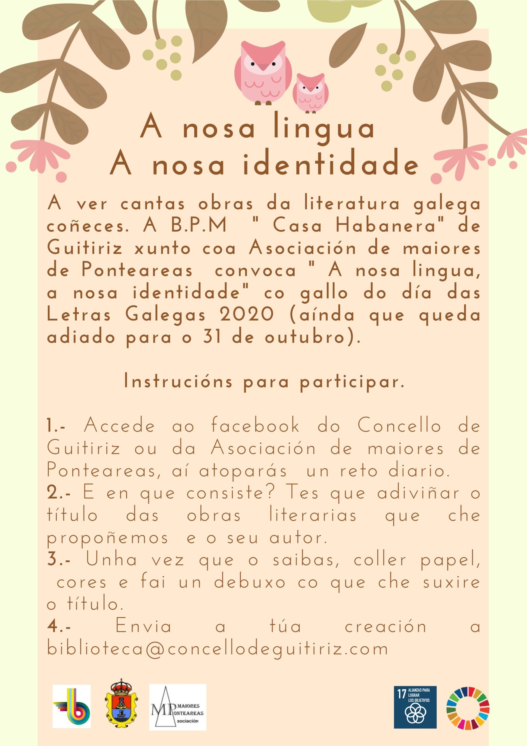 CARTEL A NOSA FALA A NOSA IDENTIDADE CON LOGOS